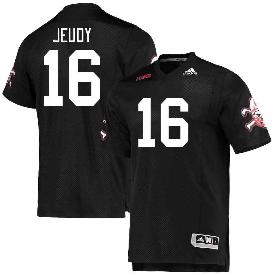 Men #16 Elijah Jeudy Nebraska Cornhuskers College Football Jerseys Stitched Sale-Black